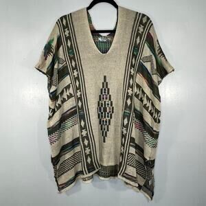 Nostalgia Women Poncho Boho Hippie Navajo Size M knit V Neck Western Cowgirl